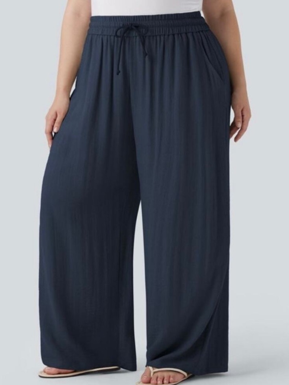 MAKE AN OFFER - HALARA Linen Feel Wide-Leg Drawstring Pants